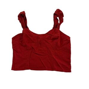 Japna Red Sleeveless Ruffled Straps Cropped Top Medium New!!